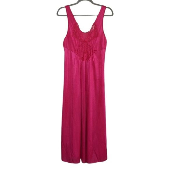 VTG Adonna Slip Lingerie Maxi Dress Lace Pink - Picture 1 of 7